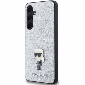 Karl Lagerfeld Fixed Glitter Ikonik Logo Metal Pin Suojakuori Samsung Galaxy A35:lle - hopeinen