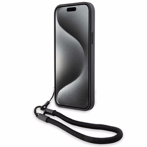 BMW Signature Leather Wordmark Cord Suojakuori iPhone 15 / 14 / 13:lle - musta