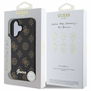 Guess Peony Script MagSafe Suojakuori iPhone 16:lle - Musta