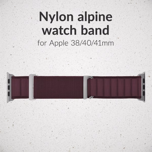 Mobilize nailonkellonranneke - Alpine - titaaniliitin - Apple 38/40/41mm - viininpunainen