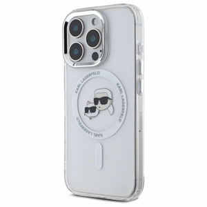 Karl Lagerfeld IML Metal Karl&Choupette Head MagSafe Case for iPhone 16 Pro - White