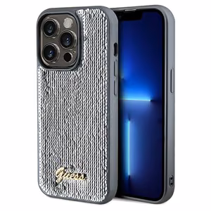 Guess Sequin Script Metal -suojakuori iPhone 14 Pro Maxille - hopeinen