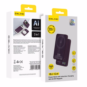 Blavec BJ-04 5000 mAh erittäin ohut magneettinen MagSafe-varavirtalähde, 7,8 mm, USB-C, 22,5 W, 3-in-1 (PBBJ04-MC5P) (väri: violetti)