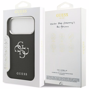 Guess Grained Big 4G Classic Logo Suojakuori iPhone 17 Pro Max:lle - Musta
