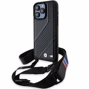 BMW M Edition Carbon Stripe & Strap Suojakuori iPhone 15 Pro:lle - musta