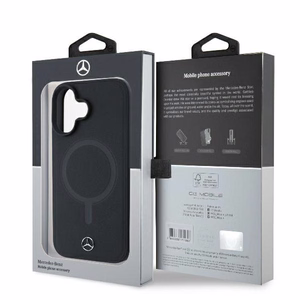 Mercedes Smooth Nahkainen MagSafe Suojakuori iPhone 16 Plus:lle - Musta