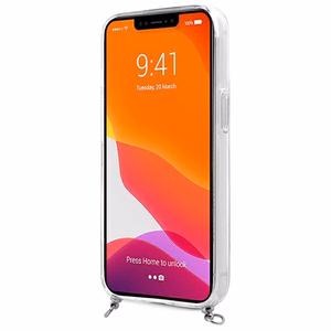 Guess GUHCP13SKC4GBSI iPhone 13 mini 5.4" läpinäkyvä kovakotelo 4G harmaa hihna hopea ketju