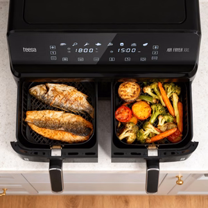TEESA AIR FRYER DUAL POT XXL -kiertoilmakypsennin, 8 l, 2700 W