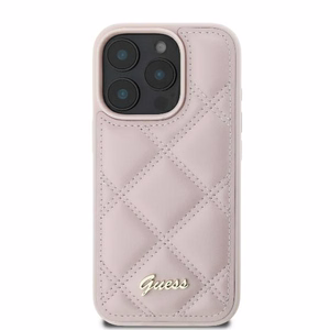 Guess Quilted Metal Logo Suojakuori iPhone 16 Pro:lle - vaaleanpunainen