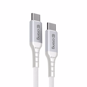 Crong Armor Link USB-C–USB-C-kaapeli, 0,25 m, 60 W PD, 3 A, valkoinen