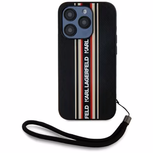 Karl Lagerfeld Saffiano Athleisure Stripes Cord Suojakuori iPhone 15 Pro:lle - punainen