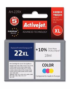 Activejet AH-22RX – kolmivärinen mustekasetti, korvaa tuotteen HP 22XL C9352A, 18 ml, Premium