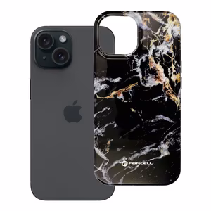 Suojakuori iPhone 15:lle Forcell F-Protect Mirage MagSafe-yhteensopiva Military Drop-Test musta marmori