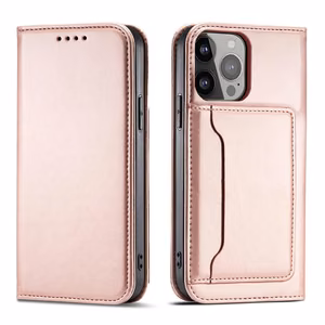 Magnet Card Suojakuori Samsung Galaxy S23 Ultra:lle lompakkokotelo jalustalla vaaleanpunainen
