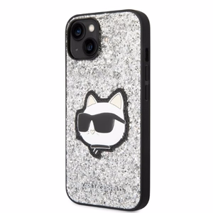 Karl Lagerfeld KLHCP14MG2CPS iPhone 14 Plus 6.7" hopeinen/hopeinen kovakuori Glitter Choupette Patch