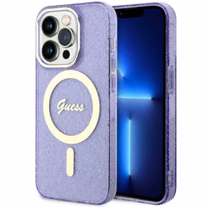 Guess GUHMP14LHCMCGU iPhone 14 Pro 6.1 violetti/violetti suojakuori Glitter Gold MagSafe
