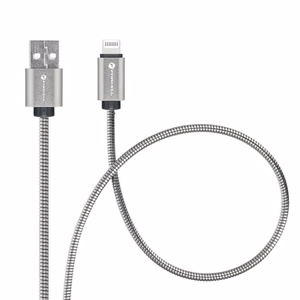 USB A - Lightning Forcell F-Energy 2,4A 12W Metal kaapeli 2 m C236 hopeinen