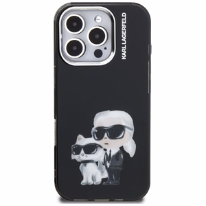 Karl Lagerfeld IML Aquarelle Karl & Choupette & Logo Suojakuori iPhone 16 Pro Maxille - Musta