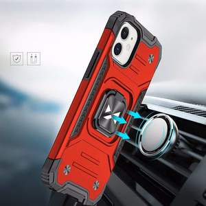 Wozinsky Ring Armor tapauksessa iPhone 14 panssaroitu kansi magneettinen haltija rengas punainen
