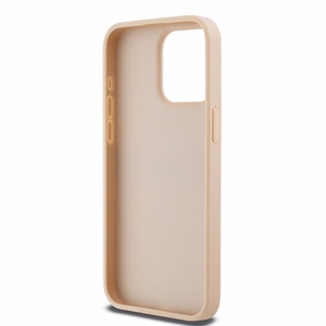 DKNY Nahkainen Mono Raita ja Metallinen Logo Suojakuori iPhone 15 Pro Max:lle - vaaleanpunainen