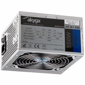 Akyga AK-B1-550 virtalähde 550 W 20+4 pin ATX ATX harmaa
