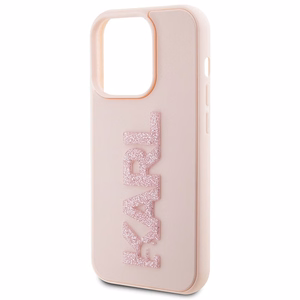 Karl Lagerfeld 3D Rubber Glitter Logo Suojakuori iPhone 15 Pro Max:lle - vaaleanpunainen