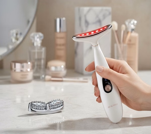 Beautifly LumaLift Pro LED-valoterapialla varustettu kasvojen ja kaulan hierontalaite