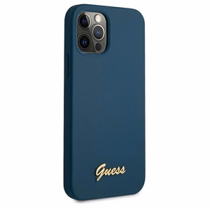 Guess GUHCP12LLSLMGBL iPhone 12 Pro Max 6.7" sininen/sininen kovakotelo Metalli Logo Script