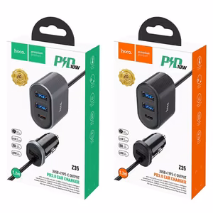 Car charger Hoco Z35 Quick Charge 18W (2xUSB 1xType-C 3A) black