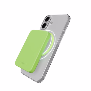 Puro Lite Mag TPU+PC suojakuori MagSafe-yhteensopiva iPhone 17:lle - läpinäkyvä vihreällä renkaalla