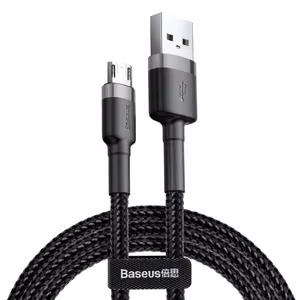 BASEUS CAFUEL kestävä nylon-punottu USB / Micro USB kaapeli 2A 3m musta-harmaa (CAMKLF-HG1)