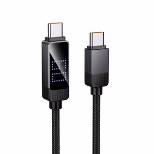 Hoco U154 USB-C–USB-C -kaapeli pistematriisi-LCD-näytöllä, 3 A, 60 W, 1 m, musta