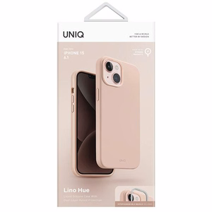 Uniq Lino Hue Magclick Charging Suojakuori iPhone 15:lle - vaaleanpunainen