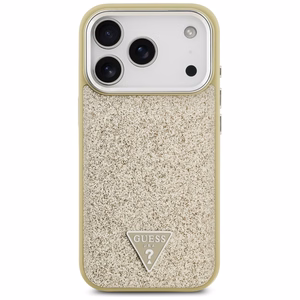 Guess Glitter Triangle Logo MagSafe -kuori iPhone 17 Pro kullanvärinen