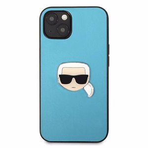 Karl Lagerfeld Nahka Ikonik Karl's Head Metal Case iPhone 13 mini - sininen