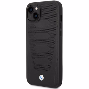 BMW BMHCP14S22RPSK musta nahkainen istuinkuvioinen suojakuori iPhone 14 6.1