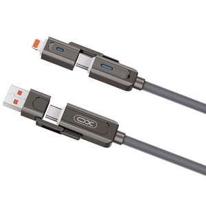 XO kaapeli NB275 4in1 USB-C - Lightning + USB - USB-C 60W 1,0m harmaa