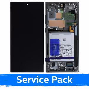 LCD-näyttö yhteensopiva Samsung S918 S23 Ultra kehyksellä / vihreä / (Service Pack) +AKKU MUKANA