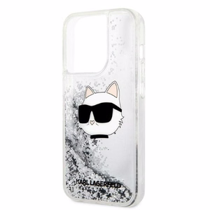 Karl Lagerfeld KLHCP14LLNHCCS iPhone 14 Pro 6.1" hopeinen/hopeinen kovakuori Glitter Choupette Head