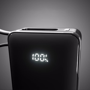 Powerbank SBS 10000 mAh 20W sisäänrakennetulla USB-C-kaapelilla ja digitaalisella näytöllä - musta