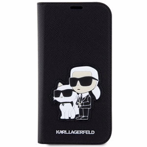 Karl Lagerfeld KLBKP14LSANKCPK iPhone 14 Pro 6.1 kirjakuori musta/musta Saffiano Karl & Choupette