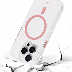 Liavec Glossy Magsafe Kirkas Suojakuori iPhone 13 Pro:lle vaaleanpunainen
