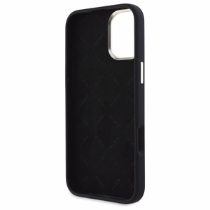 Guess Silikoninen Logo Strass 4G suojakuori iPhone 16:lle - musta