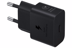 Alkuperäinen Samsung EP-T2510XBEGEU USB-C PD 25W GaN laturi USB-C - USB-C -kaapelilla, musta, blisteripakkaus