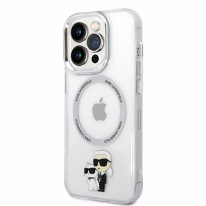 Karl Lagerfeld Iconic Karl&Choupette MagSafe suojakuori iPhone 14 Pro:lle - läpinäkyvä