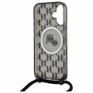 Karl Lagerfeld IML Crossbody Monogram Karl & Choupette Head MagSafe iPhone 16 Case - Black