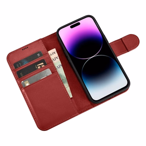 iCarer Lompakko Kotelo 2in1 Cover iPhone 14 Pro Max Nahka Flip Cover Anti-RFID Punainen (WMI14220728-RD)