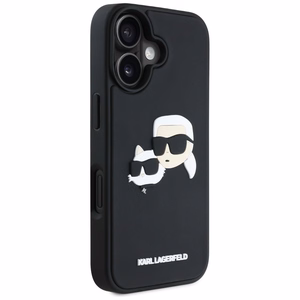 Karl Lagerfeld HC 3D Rubber Double Heads Suojakuori iPhone 16:lle - musta