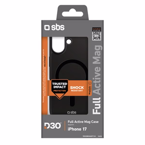 SBS Full Active Mag Suojakuori D3O-teknologialla iPhone 17:lle - musta