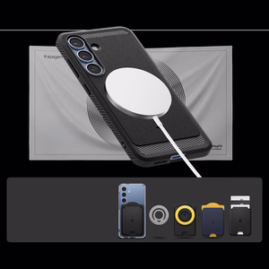 Spigen Rugged Armor Mag MagSafe suojakuori Samsung Galaxy S25 -puhelimelle - matta musta